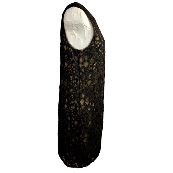 Max Studio Black Sleeveless Knee Length Dress SZ M Embroidered Mesh Whimsigoth - Picture 3 of 9